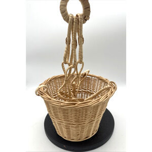 Vintage Hanging Boho Brown Wicker Planter Basket
